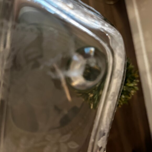 1930's New Martinsville 12" Floral Leaf Cut Glass 3 Compartment Vegetable Tray - Picture 6 of 7